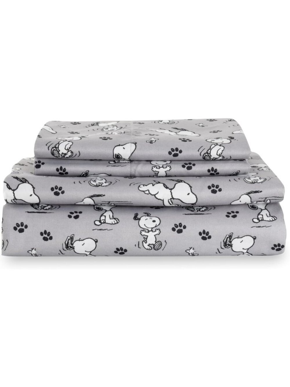 Cute Snoopy Printed Queen Sheet Set - 4 Soft Microfiber Pieces, Peanuts Design
